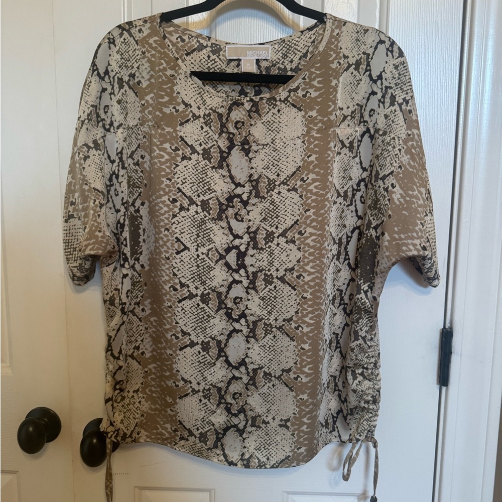 Michael Kors Snake Print Blouse - Black, Cream, Tan